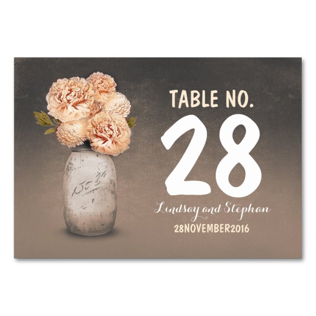Tarjeta De Mesa Cuadros de mesa de flores de durazno de melón pint (Anverso)
