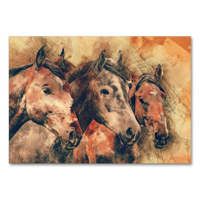 Tarjeta De Mesa Cuadros de pintura artística de caballos decorativ (Anverso)