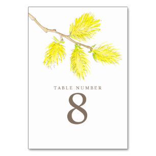 Tarjeta De Mesa Cuadros de sauce amarillo acuarela cuadros de arte