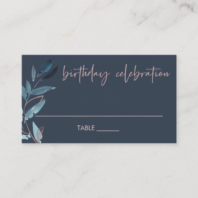 TARJETA DE MESA CUALQUIER EDAD NAVY PINK BLUE FOLIAGE WREATDAY CUM (Anverso)