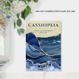 Tarjeta De Mesa Cualquier nombre de constelación, Ágata azul y dor