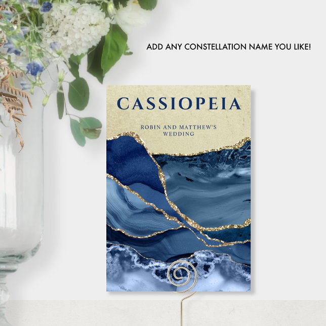 Tarjeta De Mesa Cualquier nombre de constelación, Ágata azul y dor (Subido por el creador)