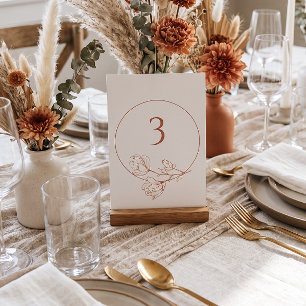Tarjeta De Mesa CUALQUIER NÚMERO Boda Floral de Terracota Número d