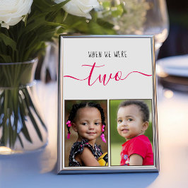 Tarjeta De Mesa Cuando éramos dos niños Foto Bodas con letra roja