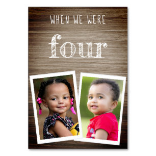 Tarjeta De Mesa Cuando éramos edad Retro Fotos de niños en madera 