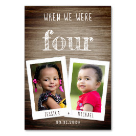Tarjeta De Mesa Cuando éramos niños de edad Fotos y Nombres Boda d