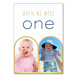 Tarjeta De Mesa Cuando éramos un Boda moderno del Arco de Oro foto