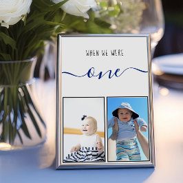 Tarjeta De Mesa Cuando Éramos Uno Bodas Con Letra Azul Moderna