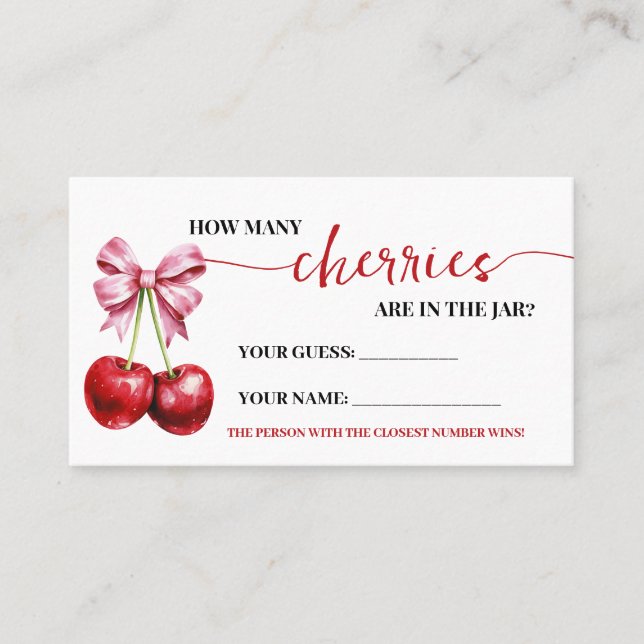 Tarjeta De Mesa Cuántas cerezas Pink Coquette Baby Game Card (Anverso)