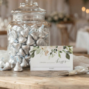 Tarjeta De Mesa Cuantos besos de juego de ducha de novia adivinan