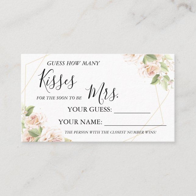 Tarjeta De Mesa Cuántos besos para ser la Sra. carta de ducha (Anverso)