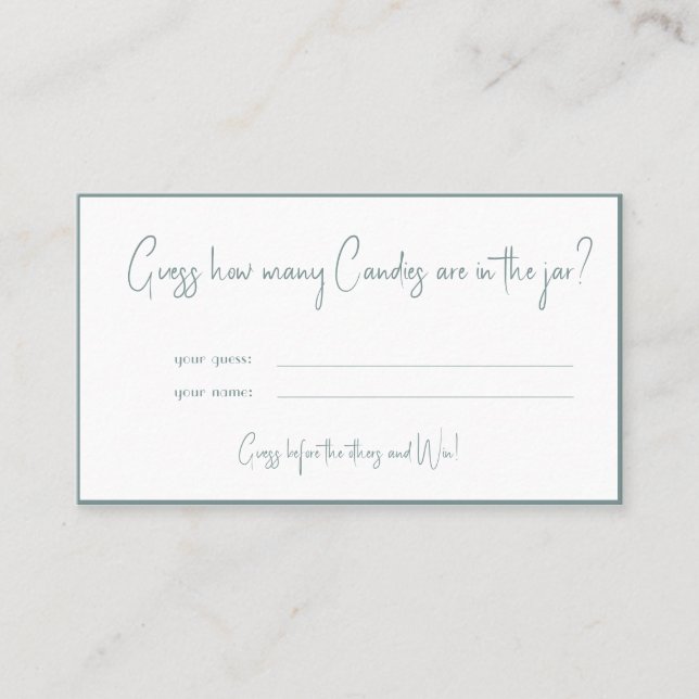 Tarjeta De Mesa Cuantos Candies Bridal Shower Game Card (Anverso)