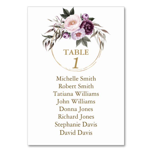 Tarjeta De Mesa Cubierta acuarela Burgundy Floral Baptism (Anverso)
