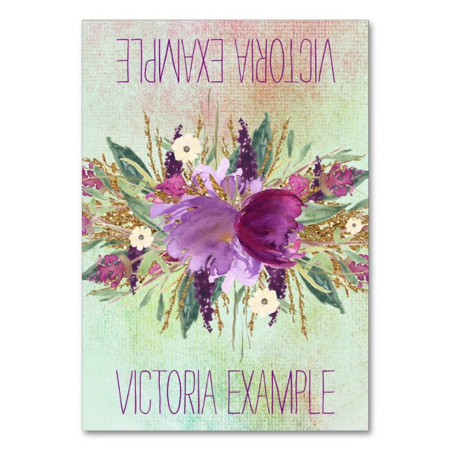 Tarjeta De Mesa Cubierta acuarela con techo de flores (Anverso)