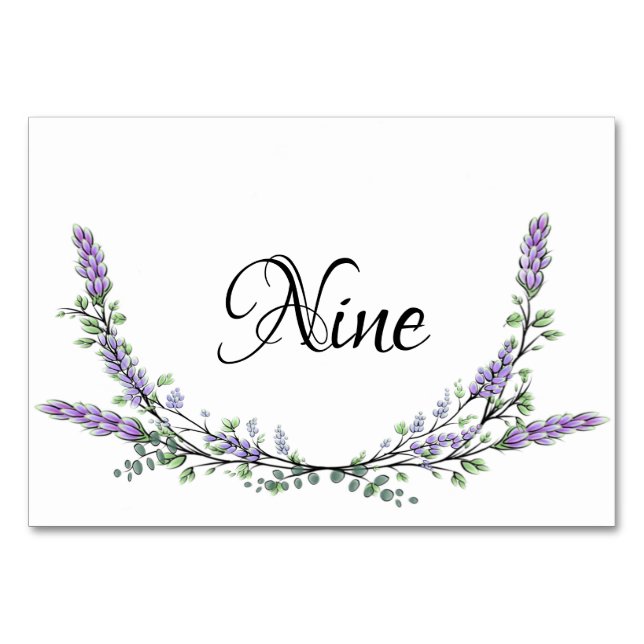 Tarjeta De Mesa Cubierta acuática de lavanda y eucalipto nueve (Anverso)