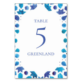 Tarjeta De Mesa Cubierta azul bohemia