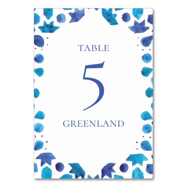 Tarjeta De Mesa Cubierta azul bohemia (Anverso)