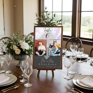 Tarjeta De Mesa Cuestas Fotos Infantiles De Bride & Groom   BODA