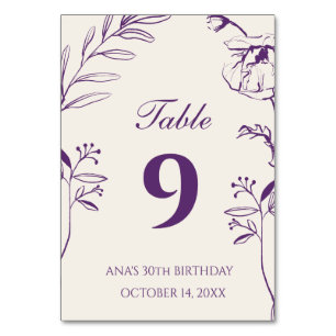 Tarjeta De Mesa Cumpleaños 30 Minimalista Floral