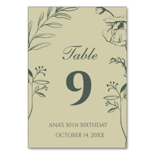 Tarjeta De Mesa Cumpleaños 30 Minimalista Floral