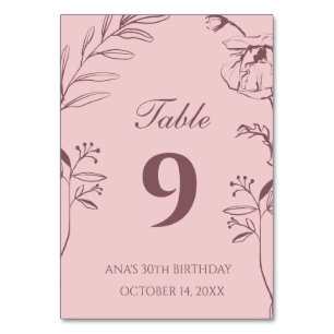Tarjeta De Mesa Cumpleaños 30 Minimalista Floral