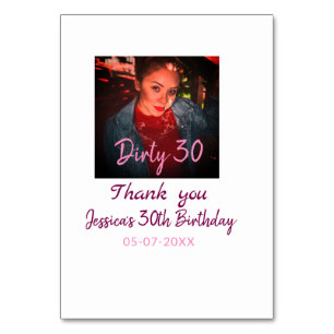 Tarjeta De Mesa Cumpleaños 30 sucio agregar nombre rosa agregar fo
