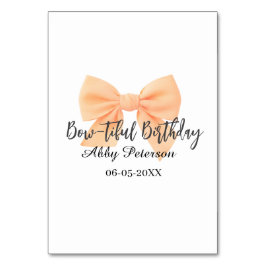 Tarjeta De Mesa Cumpleaños bow-tiful naranja lazo nombre fecha sim