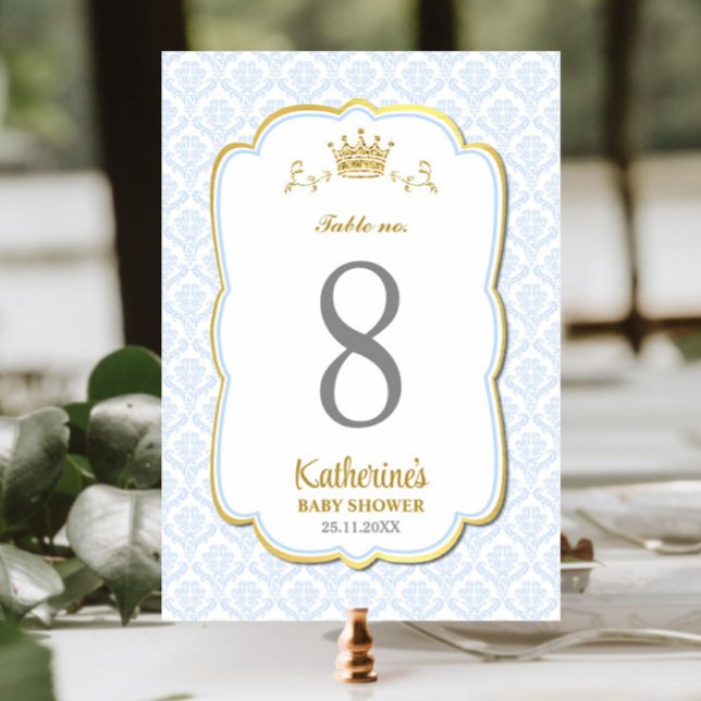 Tarjeta De Mesa Cumpleaños de Baby Shower de Little Prince Blue Da (Subido por el creador)