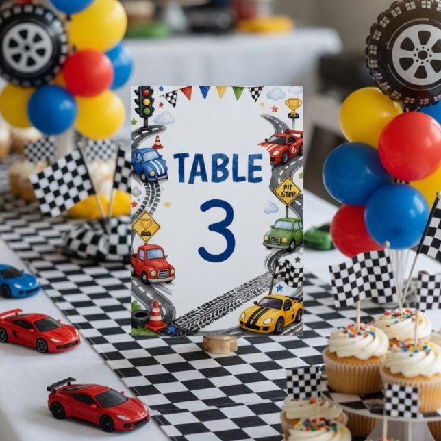 Tarjeta De Mesa Cumpleaños de coche de carreras  (Subido por el creador)