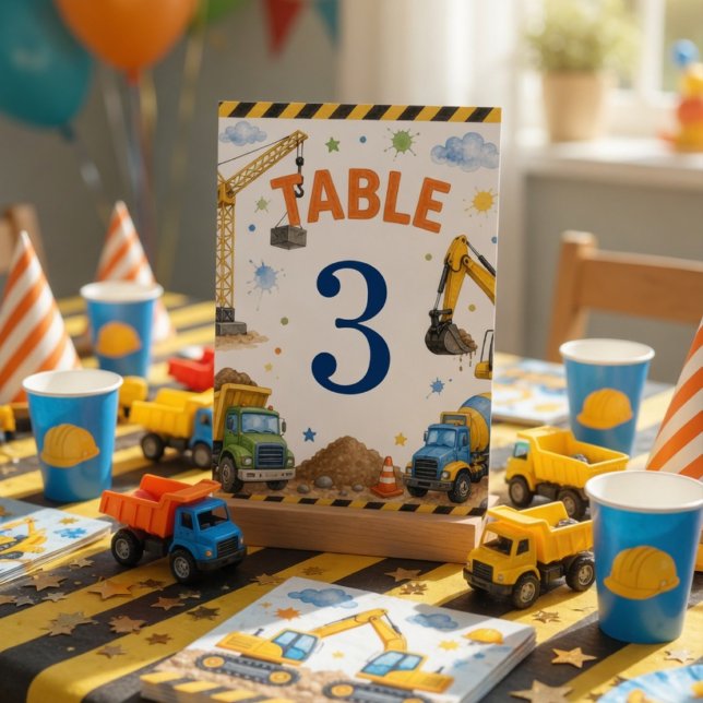 Tarjeta De Mesa Cumpleaños de Construcción Camión Fiesta de Cumple (Subido por el creador)