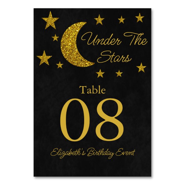 Tarjeta De Mesa Cumpleaños De Debajo De Las Estrellas (Anverso)
