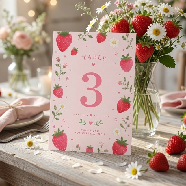 Tarjeta De Mesa Cumpleaños de Fresa Dulce de Frutas (Subido por el creador)