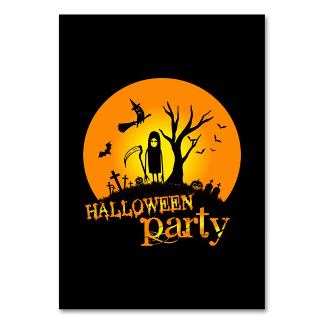 Tarjeta De Mesa Cumpleaños de la Fiesta de Halloween (Anverso)