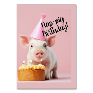 Tarjeta De Mesa ¡Cumpleaños de los cerdos de Hap!