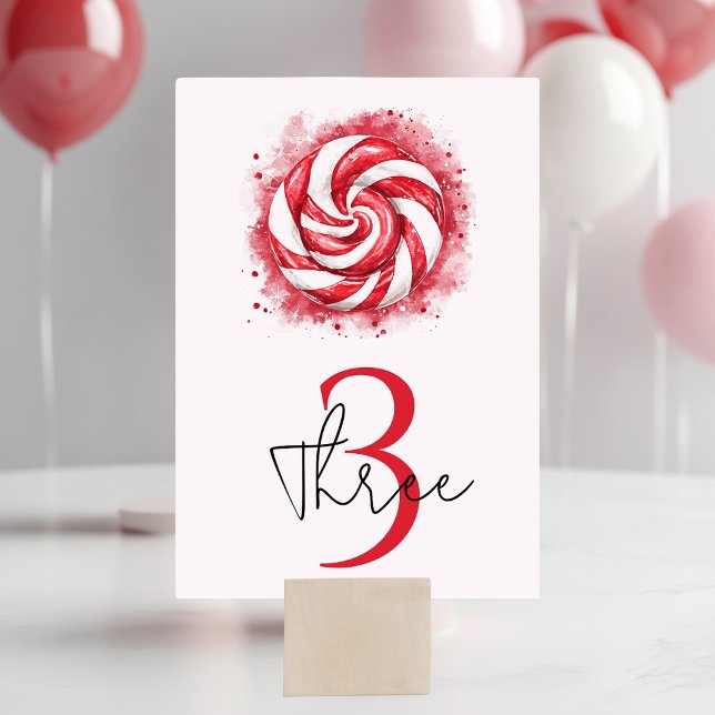 Tarjeta De Mesa Cumpleaños del invierno de los Candy Rojo y Blanco (Subido por el creador)