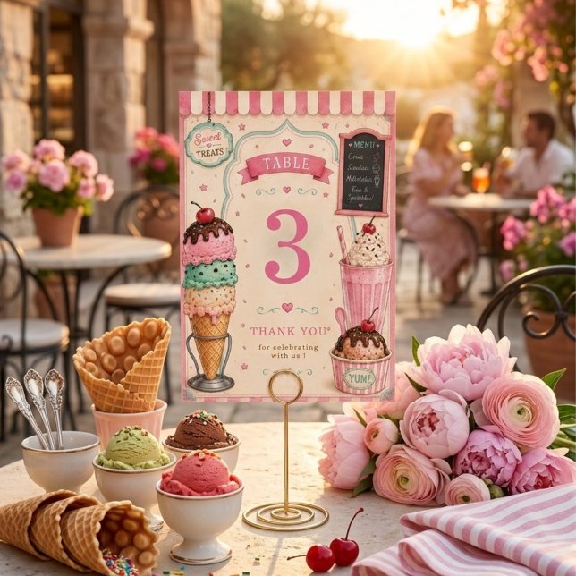 Tarjeta De Mesa Cumpleaños Dulce Helado Pastel (Subido por el creador)