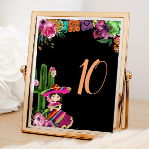 Tarjeta De Mesa Cumpleaños floral Fiesta Colorida Mexicana