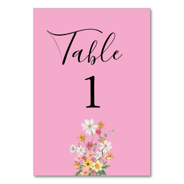 Tarjeta De Mesa Cumpleaños Flores Silvestres Rosadas (Anverso)