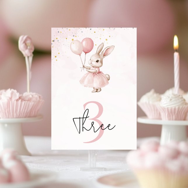 Tarjeta De Mesa Cumpleaños rosa Bunny Pastel (Subido por el creador)