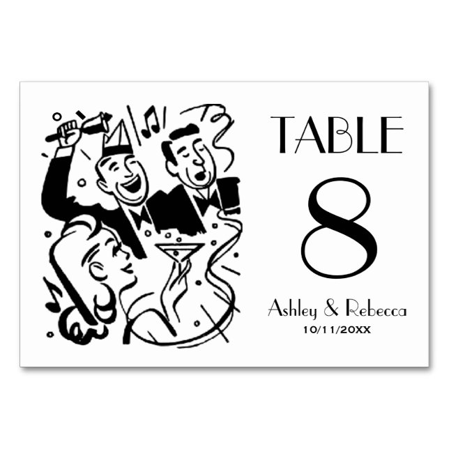 Tarjeta De Mesa Custom Art Deco Cocktail Party Table Number (Anverso)