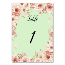 Tarjeta De Mesa Customisable Floral Wedding mint and Pink Roses