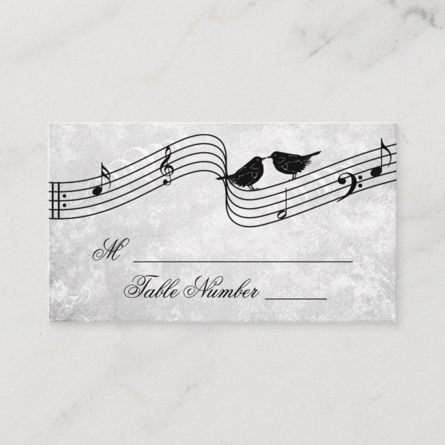 Tarjeta De Mesa Cute Birds Boda de música Sillings Table Place Car (Anverso)