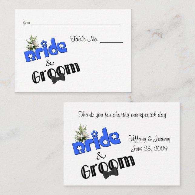 Tarjeta De Mesa Cute Bride y Groom Design Boda (Anverso / Reverso)