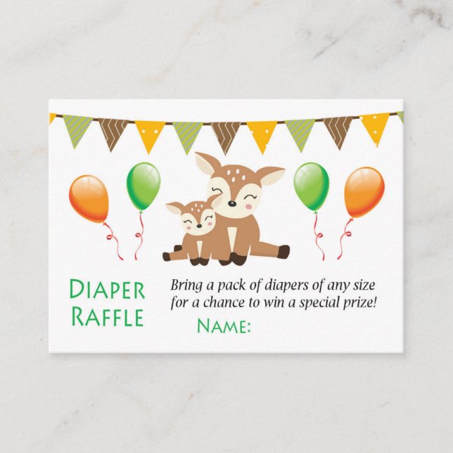 Tarjeta De Mesa Cute fawn Diaper Raffle Tickets (Anverso)