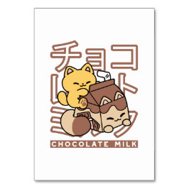 Tarjeta De Mesa Cute gato montando leche de chocolate Carton Kawai