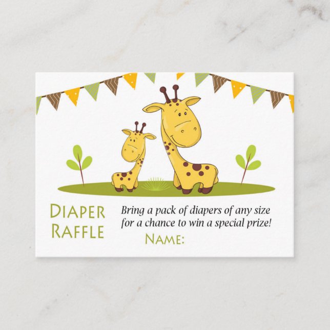 Tarjeta De Mesa Cute girafa Diaper Raffle Tickets (Anverso)