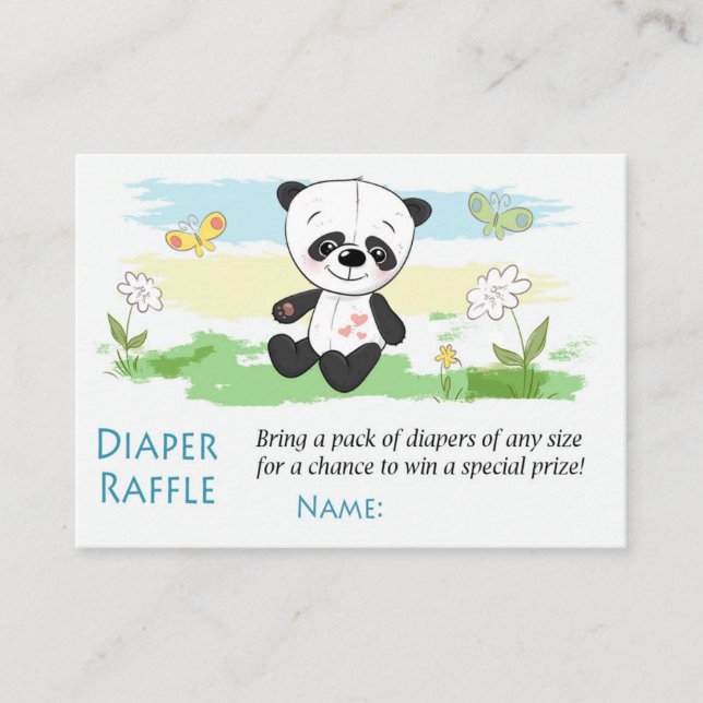 Tarjeta De Mesa Cute Panda Diaper Raffle Tickets (Anverso)