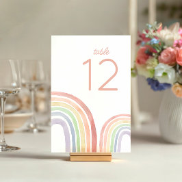 Tarjeta De Mesa Cute Pastel Watercolor Arcoiris Baby Shower