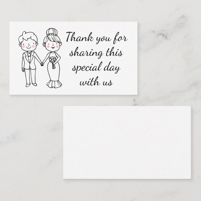 Tarjeta De Mesa Cute Personalizado Bride Groom Gracias Boda (Anverso / Reverso)