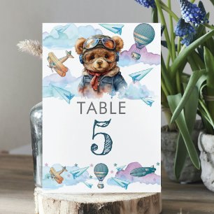 Tarjeta De Mesa Cute Pilot Teddy Bear Cumpleaños o Baby Shower